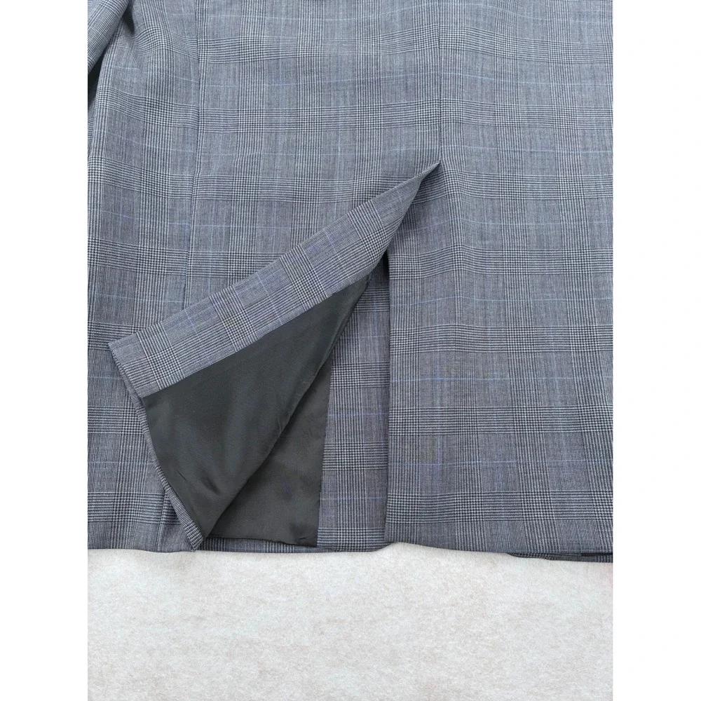 Brooks Brothers Brooksease Grey Glen Plaid Wool Blazer 42R Black Overcheck Coat